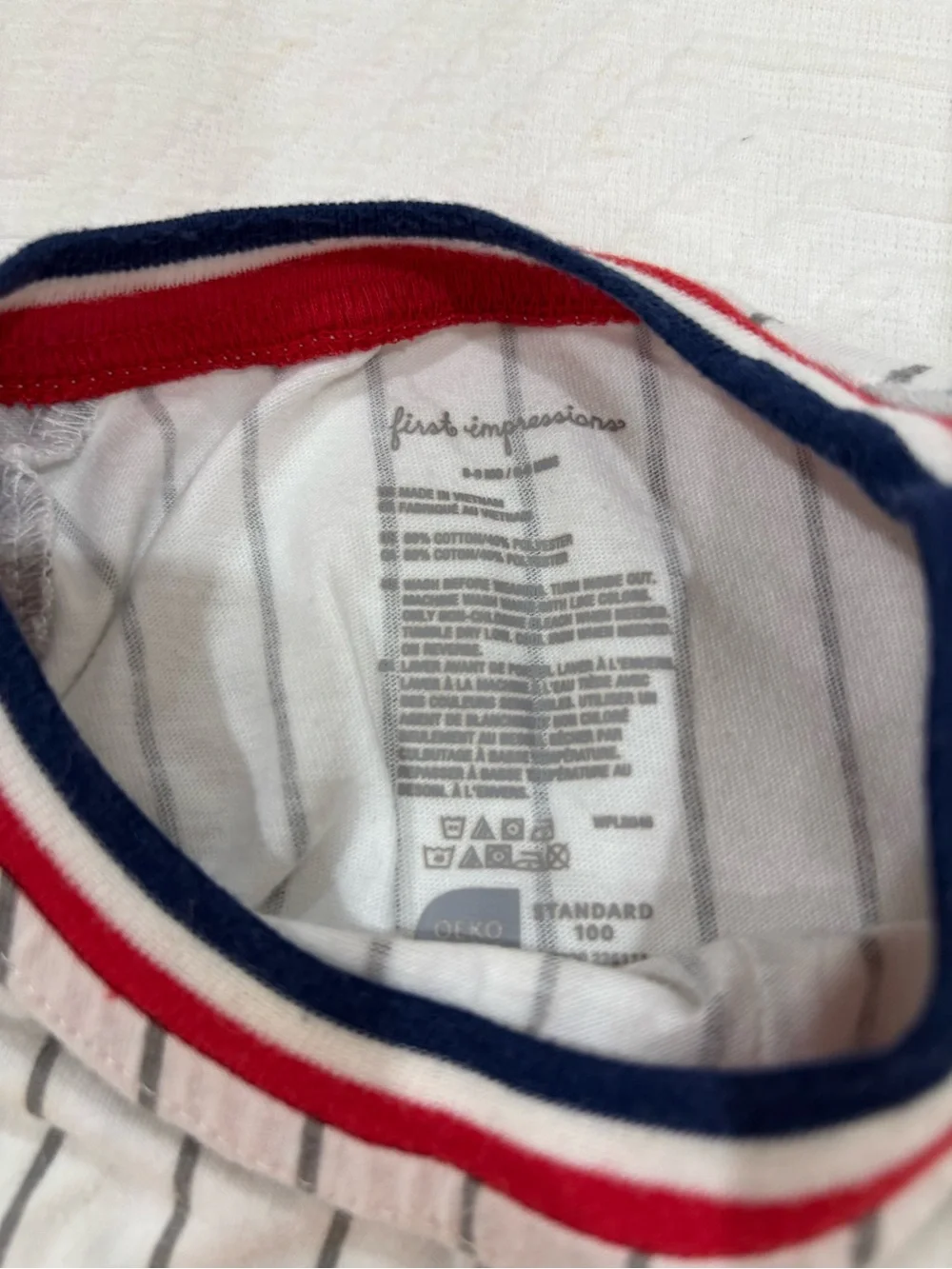 First Impressions White Pinstripe Tee and shorts